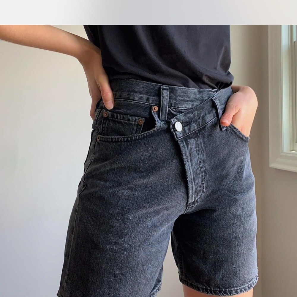 Black Agolde Criss Cross Shorts